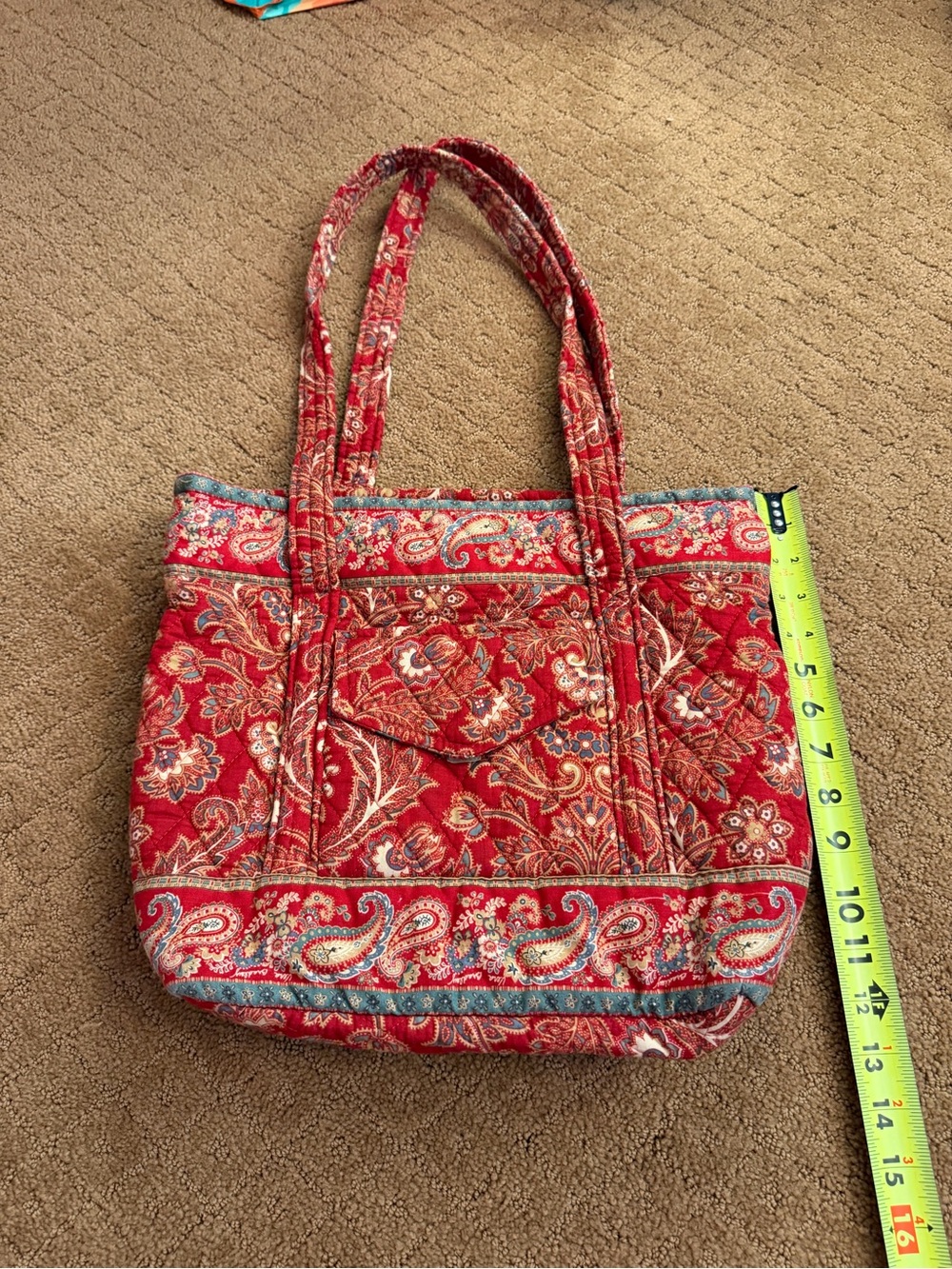 Vintage Vera Bradley Multi Color Red Windsor Shoulder Bag Retired Pattern - Picture 3 of 8